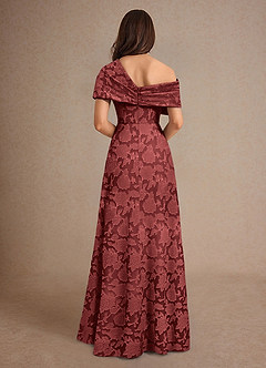Azazie Milton Mother of the Bride Dresses Terracotta A-Line Pleated Floral Burnout Dress image2