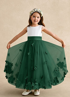 Azazie Vi Flower Girl Klänningar Klänning A-Line i Tyll Ärmlös image5