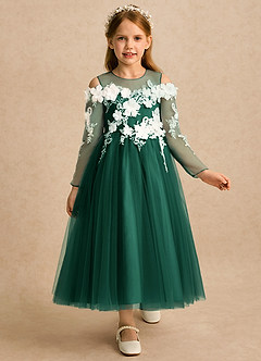Azazie Lilah Flower Girl Klänningar Klänning A-linje i Tyll Spets image1