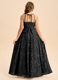 Azazie Arianthe Junior Abito A-Line in Burnout Floreale Plissettato Nero image1