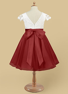 Azazie Vetty vestidos de niña de las flores Vestido de Marfil Óxido de Tul de Corte En A con Encaje image10
