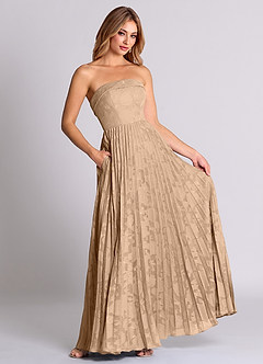 Azazie Mariana Bridesmaid Dresses Champagne A-Line Strapless Floral Burnout Convertible Dress image3