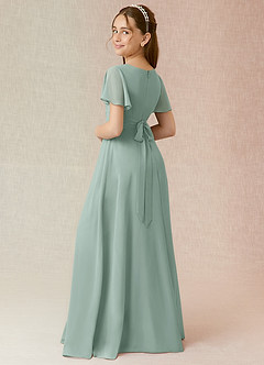 Azazie Induh Junior Agave A-Line Ruched Chiffon Dress image2