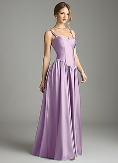 Azazie Evadina Vestidos de damas de honor Vestido de Lila Esmerilada de Satén Elástico de Corte en A con Corsé image4