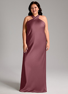 Azazie Doretta Bridesmaid Dresses Desert Rose Mermaid Pleated Stretch Satin Dress image7