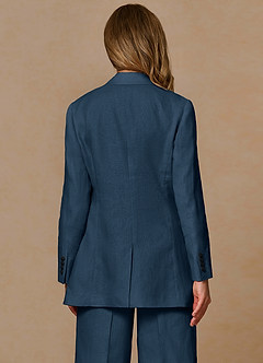front Belicia Dark Navy 100% Linen Blazer
