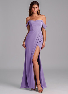 Azazie Johana Jurken voor bruidsmeisjes Converteerbaar Jurk van Chiffon met Zeemeermin Off the Shoulder Tahiti image3