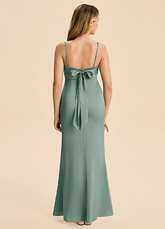 Azazie Mia Junior Silver Sage Mermaid Pleated Stretch Satin Dress image2
