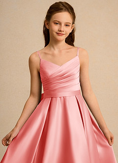 Azazie Sweets Junior Formal Flower Girl Klänningar Klä A-Line i Matt satäng Plisserad image6