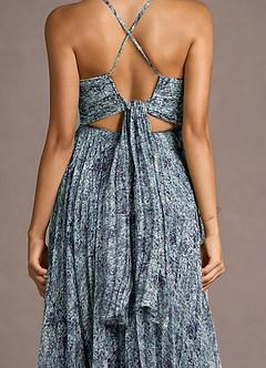 Robe Mi-Longue Fleuri Bleu Marine Olivienne image6