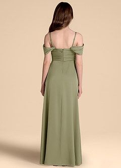 Azazie Kaitlynn Junior Vestido de Pistacho de Satén Elástico de Corte en A con Vestidos sin tirantes image2