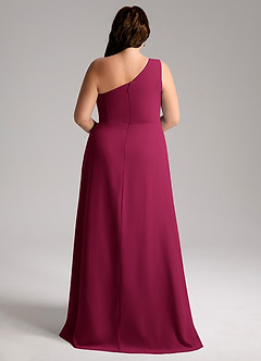 Azazie Brooke Bridesmaid Dresses Burgundy A-Line One Shoulder Chiffon Dress image9