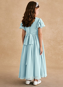Azazie Ali Flower Girl Dresses Sea Glass A-Line Pleated Chiffon Dress image2