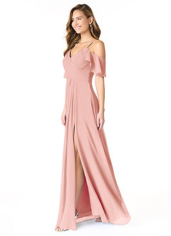 Azazie Dakota Bridesmaid Dresses Rosette A-Line V-Neck Pleated Chiffon Dress image5