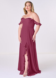 Barbie ♥ Azazie Bridesmaid Dresses Mulberry A-Line Off the Shoulder Chiffon Convertible Dress image4