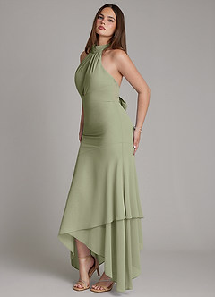 Azazie Magda Bridesmaid Dresses Pistachio Mermaid High Neck Chiffon Dress image3