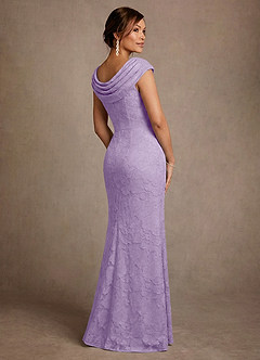 Azazie Irvine Mother of the Bride Dresses Lilac A-Line Pleated Floral Burnout Dress image2