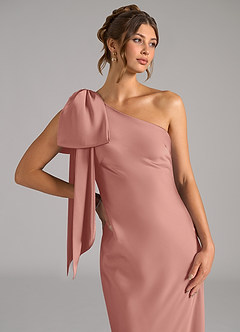 Azazie Capri Brautjungfernkleider Meerjungfrau-Linie One-Shoulder Stretch-Satin Kleid Rosettenrosa image5