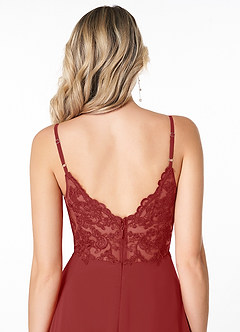 Azazie Lena Bridesmaid Dresses Rust A-Line Lace Chiffon Dress image5