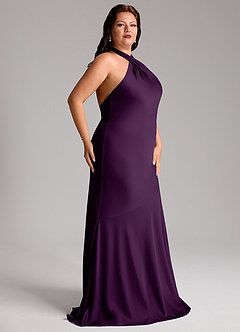 Azazie Lorena Robes de demoiselle d'honneur Robe Sirène en Satin extensible Plissée Grain De Raisin image5