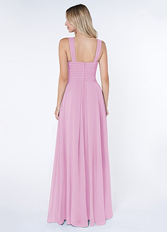 Azazie Kaleigh Robes de demoiselle d'honneur Robe Trapèze en Mousseline de soie Plissée Rose Bonbon image2