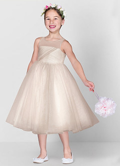 Azazie Brienne vestidos de niña de las flores Vestido de Rosa Polvorienta de Tul de Princesa con Lentejuela image1