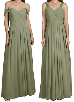 Azazie Kaitlynn Bridesmaid Dresses Pistachio Empire Ruched Chiffon Convertible Dress image8