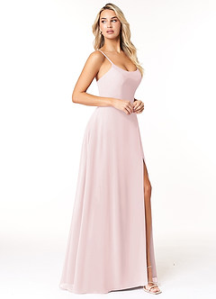 Azazie Moira Bridesmaid Dresses Blushing Pink A-Line Scoop Chiffon Dress image4