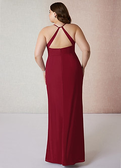 Azazie Becca Bridesmaid Dresses Burgundy Sheath V-Neck Chiffon Dress image8