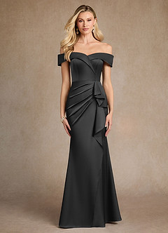 Azazie Laredo vestidos de madre de la novia Vestido de Negro de Satén Elástico de Sirena con Vestidos sin tirantes image1
