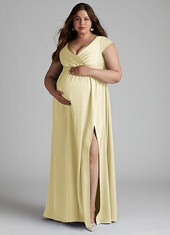 Azazie Allessia Maternity Bridesmaid Dresses A-Line Pleated Stretch Satin Floor-Length Dress image11