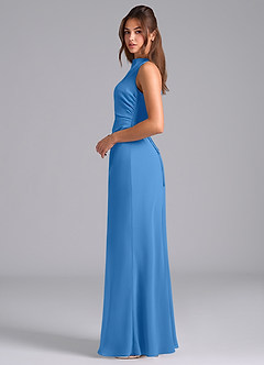 Azazie Evadne Bridesmaid Dresses Blue Jay A-Line Pleated Chiffon Dress image6