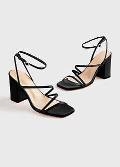 front Matchande färg matt satin ankelrem Block häl sandaler