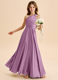 Azazie Charlize Junior Jurk van Stretch Satijn met A-Lijn Geplooid Blauweregen image4