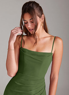 Azazie Leonis Bridesmaid Dresses Olive Mermaid Strapless Chiffon Convertible Dress image2