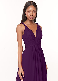Azazie Maren Bridesmaid Dresses Grape A-Line Pleated Chiffon Dress image6