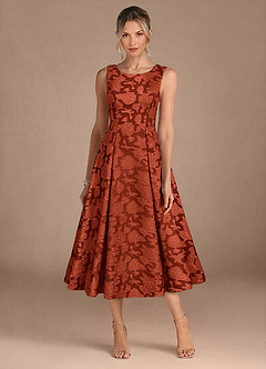 Azazie Fulton Kleider für die Brautmutter A-Linie Plissee Blumen-Burnout Kleid Rotbraun image5