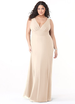 Azazie Christiana Bridesmaid Dresses White Alabaster A-Line V-Neck Pleated Chiffon Dress image9