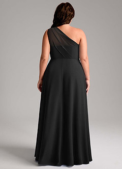 Azazie Phaedra Bridesmaid Dresses Black A-Line One Shoulder Chiffon Dress image2