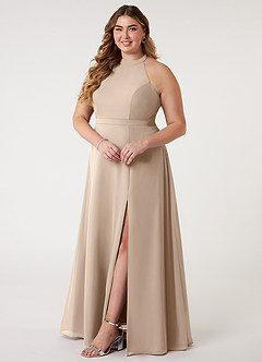Azazie Clarice Jurken voor bruidsmeisjes Jurk van Chiffon met A-Lijn Houder Taupe image11