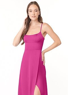 Azazie Halsey Brautjungfernkleider Etui Seitliche Cut-Outs Stretch-Satin Kleid Fuchsia image6