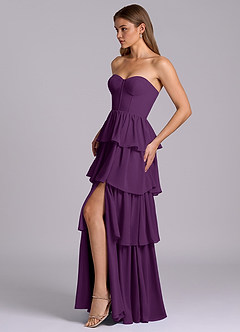 Azazie Faye Robes de demoiselle d'honneur Robe Trapèze en Mousseline de soie Encolure en Forme de Cœur Grain De Raisin image3