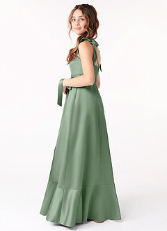 Azazie Barbara Junior Matcha A-Line Bow Stretch Satin Dress image2