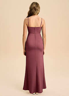 Azazie Buzzy Junior Abito Tubino in Raso Elasticizzato Plissettato Merlot image2