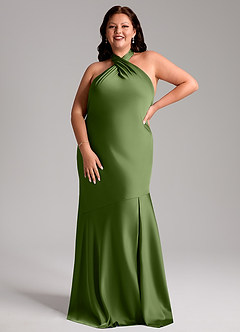 Azazie Lorena Bridesmaid Dresses Juniper Mermaid Pleated Stretch Satin Dress image7