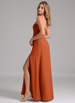 Azazie Jenilyn Vestidos de damas de honor Vestido de Naranja Quemada de Gasa de Corte en A con Sin tirantes image6