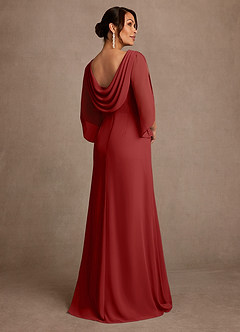 Azazie Anaheim Mother of the Bride Dresses Rust A-Line Pleated Chiffon Dress image2