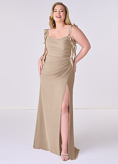 Barbie ♥ Azazie Bridesmaid Dresses Taupe Mermaid Corset Chiffon Dress image7