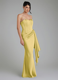 Azazie Draya Bridesmaid Dresses Canary Mermaid Strapless Stretch Satin Dress image3