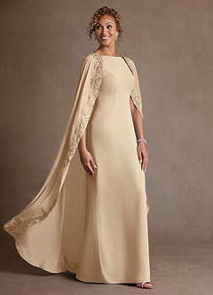 Azazie Artemisia Mère de la mariée Robes Robe Fourreau en Mousseline de soie Dentelle Champagne image2
